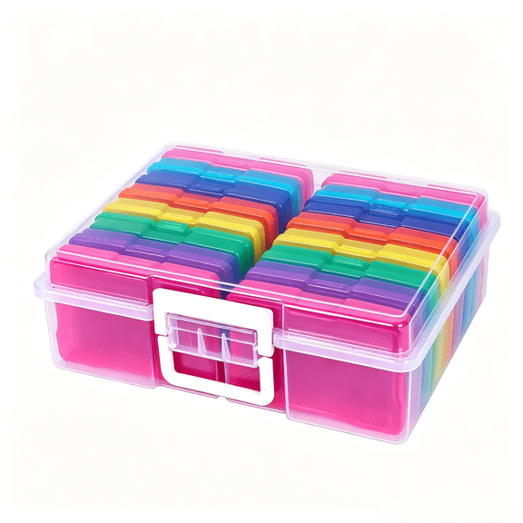 Photo Storage Boxes with Handle,16 Pack 4x6 Photo Organizer Cases Acid-Free PP Plastic Craft Keeper for Pictures Cards Seeds Classroom Supplies Transparent