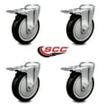 thumbnail image 2 of 5 Inch Black Polyurethane Swivel Bolt Hole Caster Set with Total Lock Brake SCC, 2 of 2
