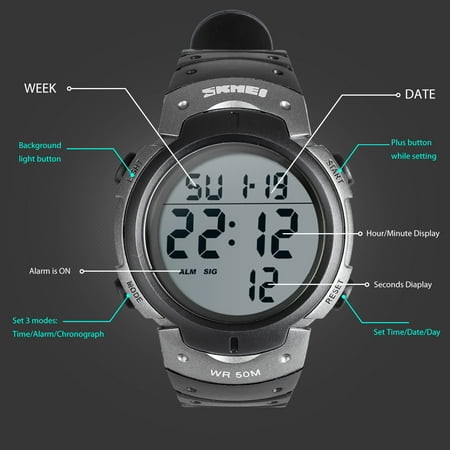 digital wrist watch with stopwatch