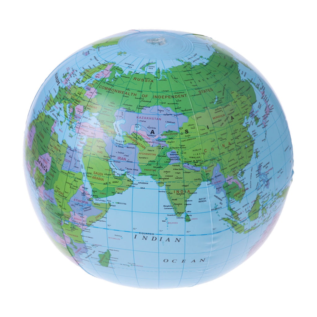 GLOBE BALL Fairly Accurate Planet Earth INFLATABLE Ball ALL Countries WORLD MAP 