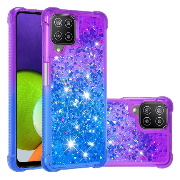 Funda para Samsung Galaxy A22 4G Transparente con Brillos Carcasa Protectora Antigolpes con Glitter Brillante