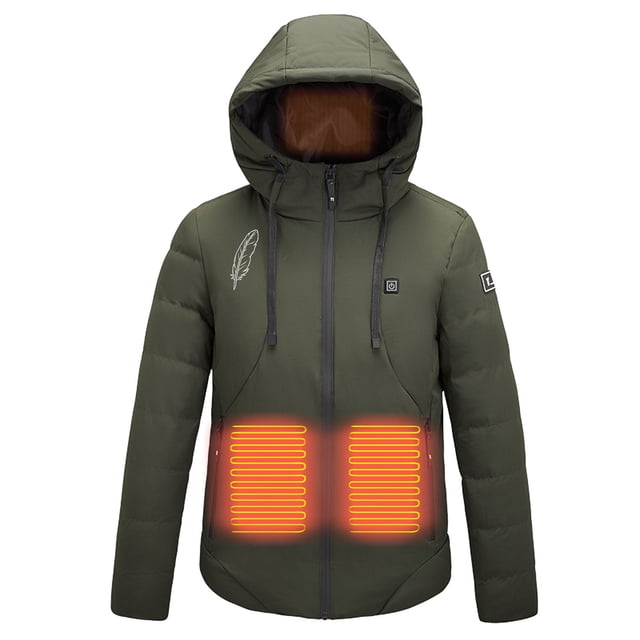 Meichang Heated Jackets Men and Women Waterproof Outdoor Work Outerwear Rechargeable with USB Port Heated Jacket Hunting Warm Hooded Heated Clothing