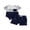 Blue, variant on BemeyourBBs 2Pcs Infant Baby Boy 2 Piece Outfit Summer Clothes Crew Neck Short Sleeve Patchwork Rib Knit Romper and Elastic Waist Shorts Set