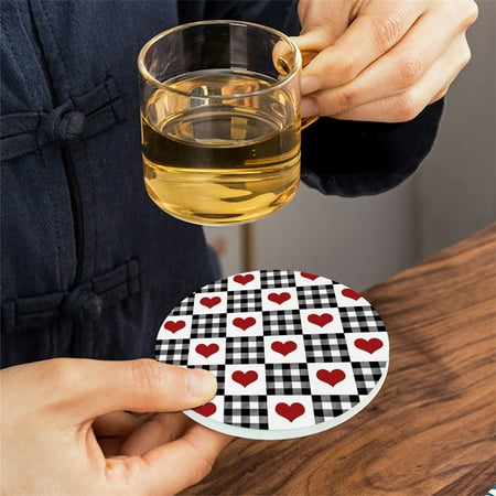

Mittory Four Piece Suit Valentine s Day Love Round Placemat Potholder Placemat