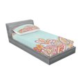 thumbnail image 2 of Ambesonne Floral Fitted Sheet & Pillow Sham Set, Hand Drawn Retro Paisley, Twinxl, Multicolor, 2 of 2