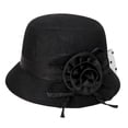 thumbnail image 3 of Women Top Hat Decor Sun Protection Hats Sun Hat Fashion Bucket Hat Casual Sunhat Black, 3 of 7
