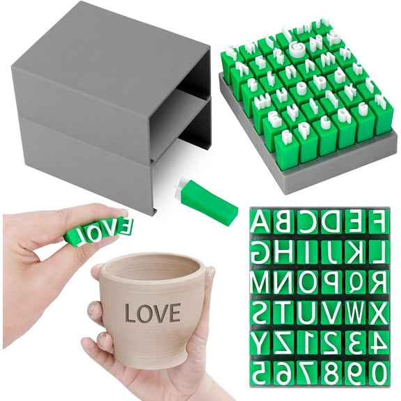 2 PCS Alphabet Stamps for Clay Pottery, Letter Stamps, Clay Letter Stamps, Capital Letters and Number, Lowercase and Alphabet Symbols Small Press Fondant Embosser DIY Cookie Stamps