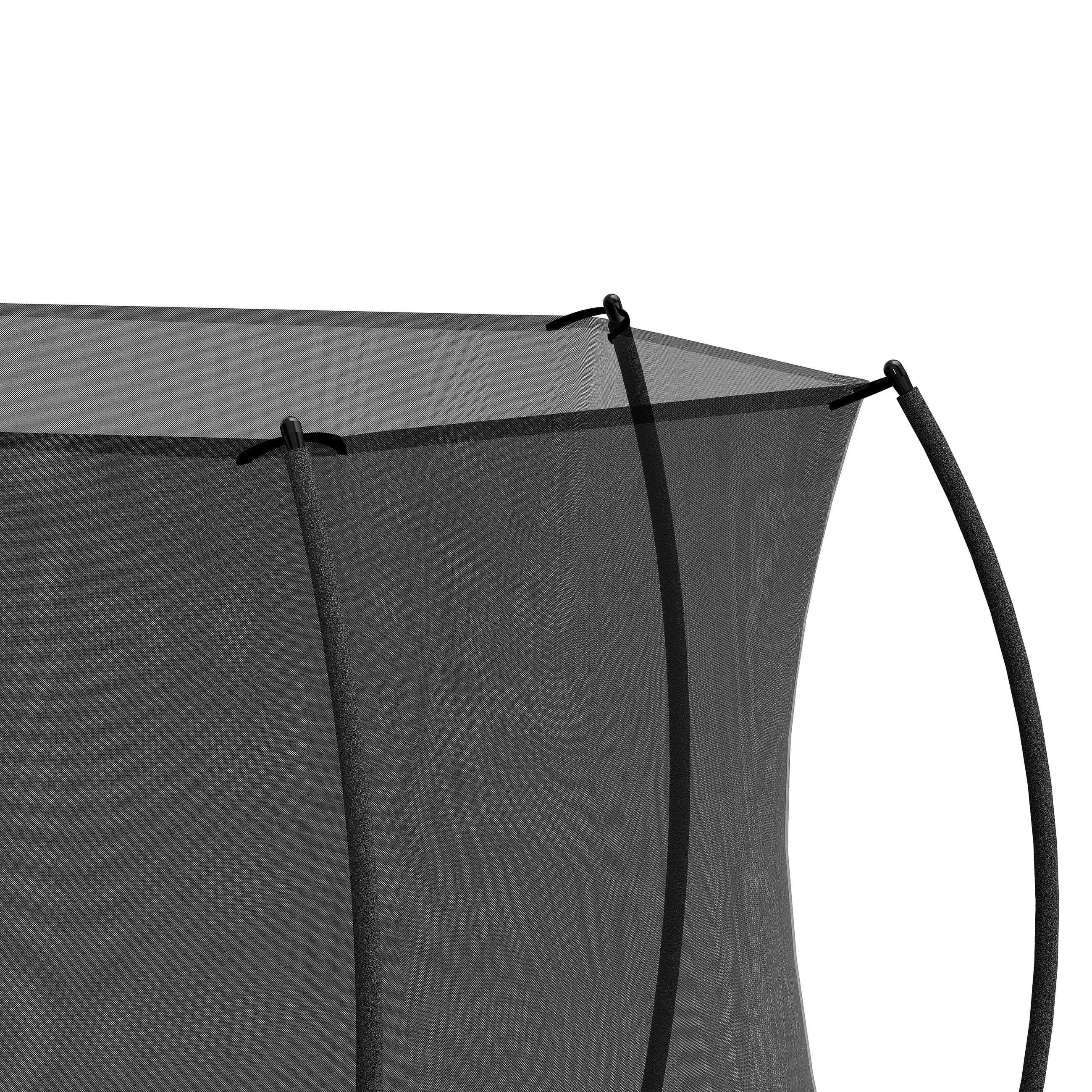 Witaxima 14FT Trampoline with Enclosure Net, Double-Sided Color Pad (Black/Blue), 72 Galvanized Springs, Curved Fence Pole & Ladder for Kids and Adults, Arc-Shaped Design