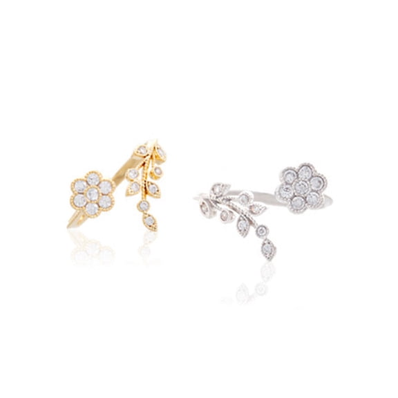 Alloy Rings Twisted Leaves and Wishful Flowers Design for DIY Birthday Gifts Party Jewelry Making Supplies Inner