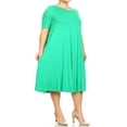 thumbnail image 4 of MOA COLLECTION Women's Plus Oversize Solid Casual Loose Fit Short Sleeve Jersey Knit A-Line Midi Dress, 4 of 5