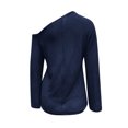 thumbnail image 4 of Women`s Autumn Exquisite Flowy Individually Round Collar Backless Solid Color Polyester Top(Dark Blue,M), 4 of 5