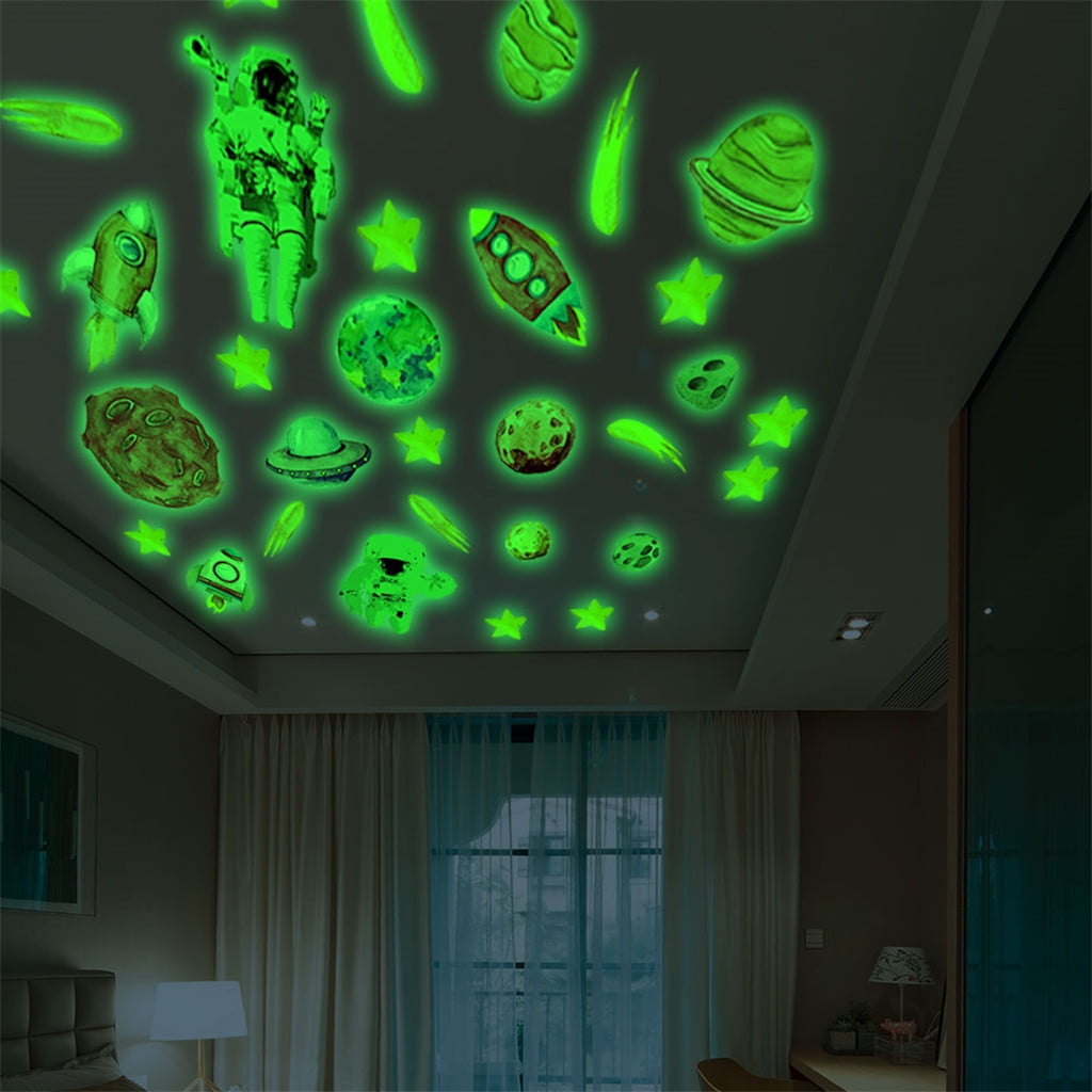 BuleStore DIY Luminous Stars Spaceship Wall Sticker Glow in the Dark Bedroom Decor