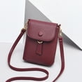 thumbnail image 4 of Womens Shoulder Bags Fashionable Hand-Held Crossbody Phone Bag Solid-Colored Women's Bag In Wine Red, 4 of 4