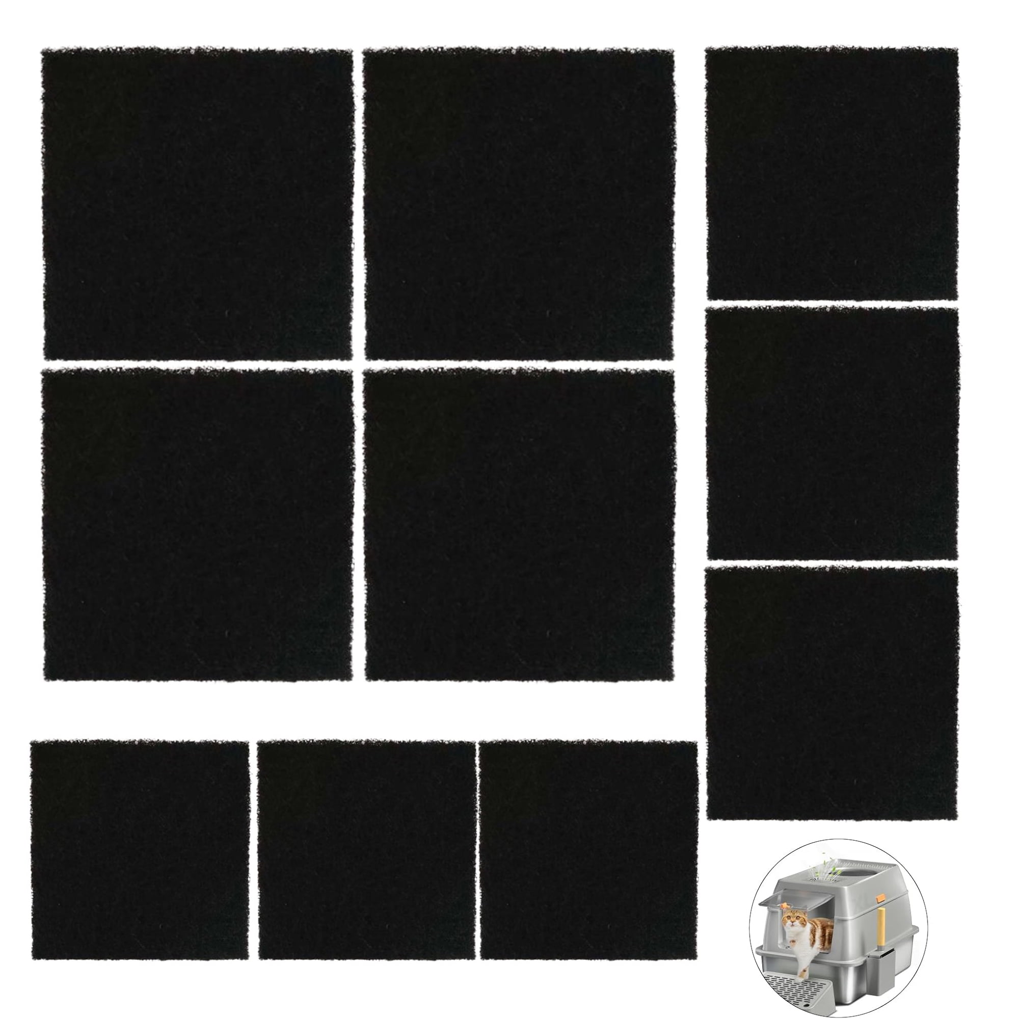Qzbhct 14 Pack Activated Charcoal Filters Box Charcoal Filter Mat Compatible with HAPAW XL Stainless Steel Litter Box with Lid