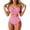 Pink, variant on QEMAUUA Elegant High Waist Tummy Control Two Piece Stretch Tankini Summer Beach Swimwear Swimsuit Swimsuits