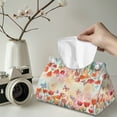 thumbnail image 2 of COEQINE Tissue Box Cover PU Leather Tissue Box Case Modern Rectangle Tissue Case Holder Table Dryer Sheet Dispenser for Home Decor Creative Decorative, Butterfly Tulip Flower Colorful, 2 PCS, 2 of 7