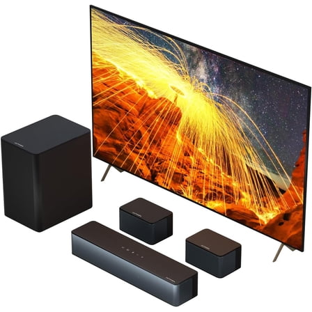 5.1 Virtual Surround Sound Bar, 320W Home Theater Surround System with Adjustable Speakers & Subwoofer, TV Speaker Soundbar, Sound Bar for Smart TV, Bluetooth 5.3, Easy Setup, Poseidon D50