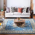 thumbnail image 1 of Unique Loom Taftan Collection Geometric Tribal Square Rug, 8 Feet, Light Blue/Gold, 1 of 5
