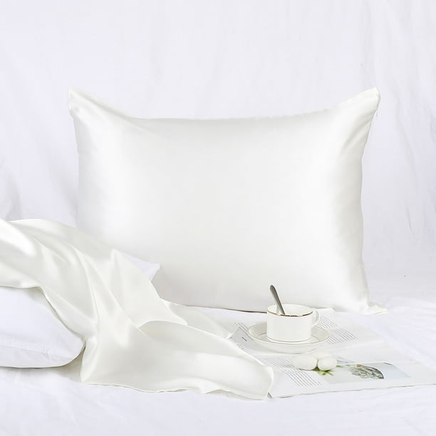 Set of 2 Silk Pillowcase for Skin Both Sides 25 Momme Silk White