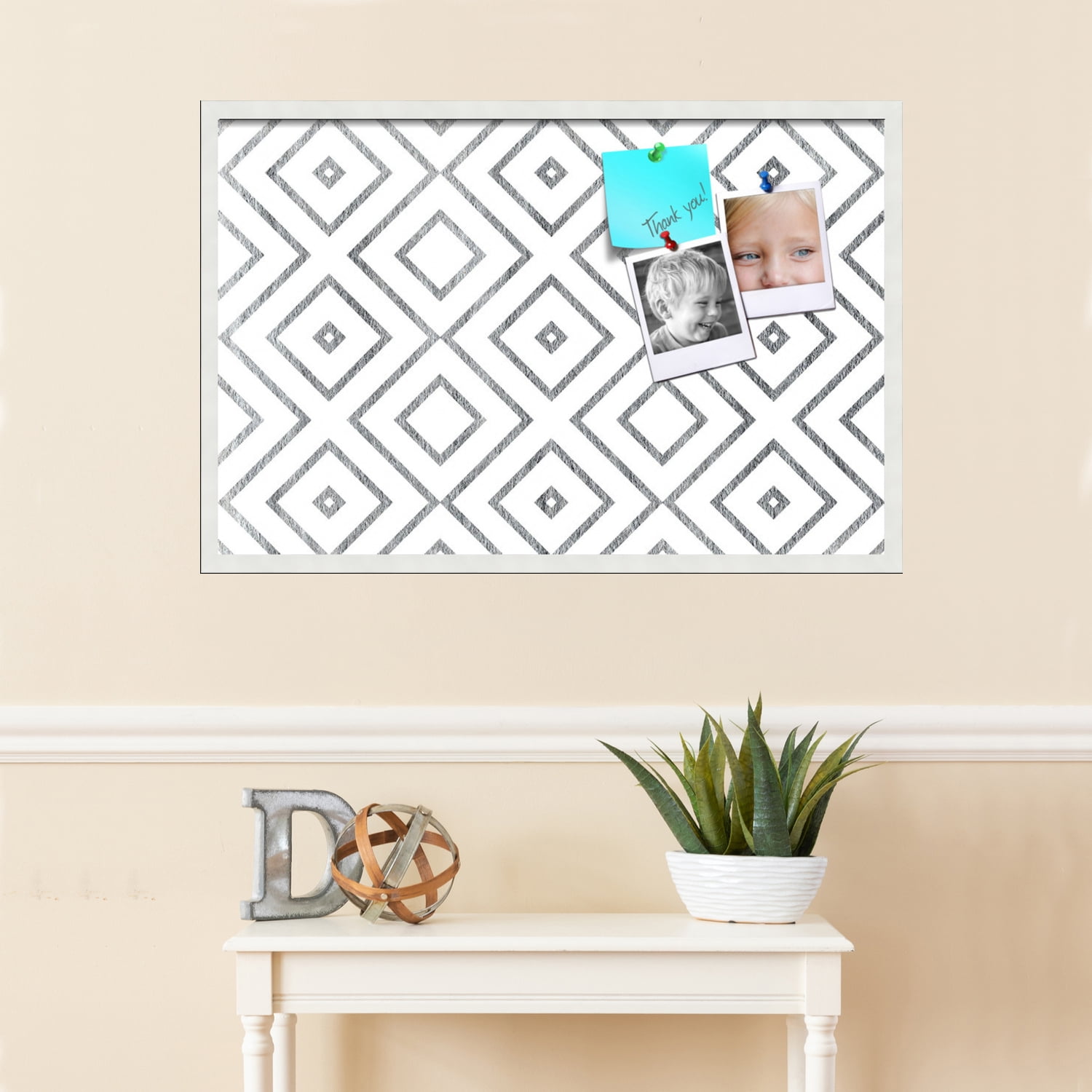 PinPix 36x24 Custom Cork Bulletin Board Modern Deco Distressed Poster Board Has a Fabric Style Canvas Finish, Framed in Modern Deco Distressed, by ArtToFrames (PinPix-1504)