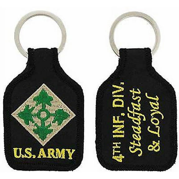 US ARMY 4TH FOURTH INFANTRY DIVISION 4 ID STEADFAST AND LOYAL KEY CHAIN IVY