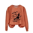 thumbnail image 4 of YVNAURA Yes I Can Drive A Stick Witch Sweatshirt for Women Funny Sarcastic Halloween Pullover Crewneck Long Sleeve Broomstick Joke Tee Fall Spooky Season Top 1 Pack, Orange,L, 4 of 4