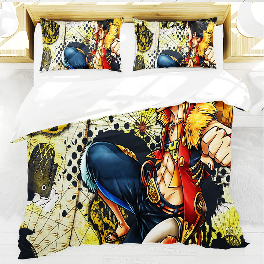 Cartoons 3D Printing Bedding Sets Anime Quilt Cover Twin 3 Piece Cartoon Bed Set for Kids Teens