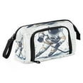 thumbnail image 2 of Nylon Fish Mouth Pencil Case with Large Capacity Zipper Pencil Pouch Astronaut Playing Hockey Pencil Bag Organizers, 2 of 7