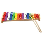 Wooden Xylophone Glockenspiel with Multi-Colored Metal Included Two Sets of Child- Wooden Mallets