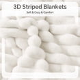 thumbnail image 2 of SoComfy by Bedelite Cream Blanket for Couch & Bed, 300GSM Soft & Warm Fleece Blanket, Decorative and Giftable Striped Blankets for Women, Men, 2 of 8