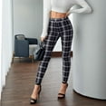 thumbnail image 2 of gbyLJF Women's Casual Skinny Leggings Stretchy High Waisted Work Pants Trendy Plaid Print Trousers Stretchy Slim Fit, 2 of 6