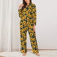 thumbnail image 2 of Lsque Sunflowers Pattern Long Sleeve Pajama Set for Women - Soft 2-Piece Sleepwear and Loungewear Set with Pockets, Comfy Nightwear-Small, 2 of 7