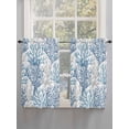 thumbnail image 3 of Kitchen Curtains 45 Inches length, Navy Blue Coral Coastal Window Treatment Curtain Drapes, Summer Beach Seaside Nautical Lightweight Window Panels for Living Room Bedroom, 52"x45", 2 Panels, 3 of 7