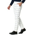 thumbnail image 5 of Lars Amadeus Men's Business Plaid Pants Casual Slim Fit Checked Dress Trousers, 5 of 6