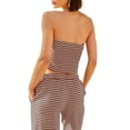 thumbnail image 3 of Juego de dos piezas Panadila para mujer, a rayas, verano, café, marrón, XS, 3 of 6