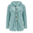 thumbnail image 3 of OKBOP Sweater for Women,Women Fashion Button Plush Tops Hooded Loose Cardigan Wool Winter Coat Winter Jacket, 3 of 4