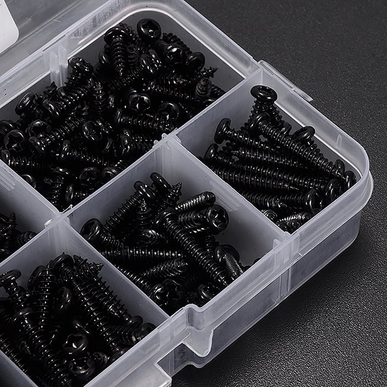 500 Pcs M2 X 10mm Pan Head Phillips Self-Tapping Screws - Black Zinc Carbon Steel, PA Type