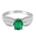 thumbnail image 3 of Mauli Jewels Rings for Women 0.9 Carat Oval Emerald and Diamond Ring 4-Prong 10K White Gold, 3 of 6