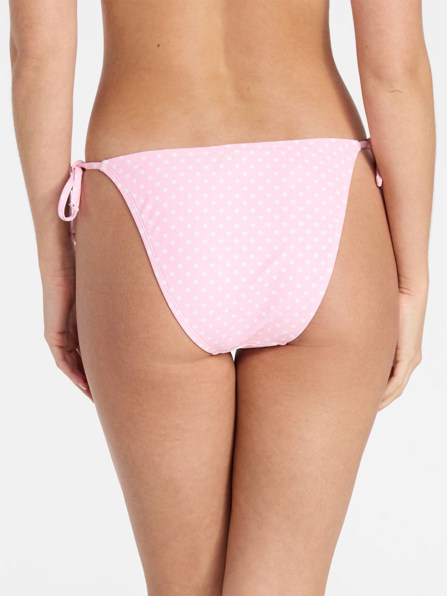No Boundaries Femme Polka Dot Print Side Tie Bikini Bottoms, Women’s XXS-XXL