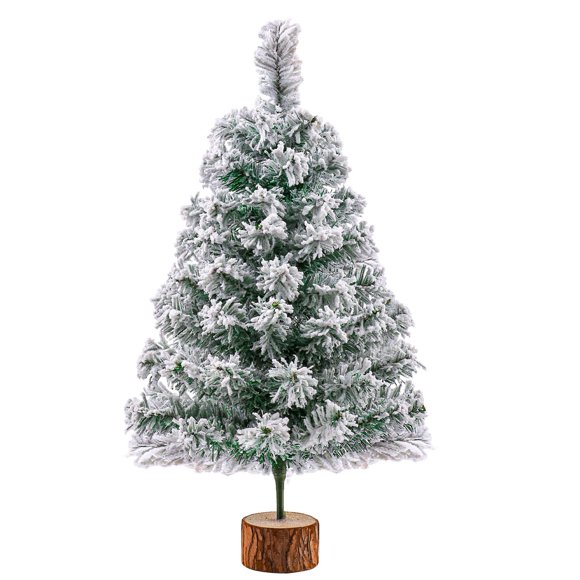 Árbol de Navidad GlyinnHe 60 cm Verde con Nieve Flocada y Soporte