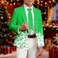 thumbnail image 2 of Byoo Little Boy Jacket Christmas Snowflake Print Full Sleeved Lapel Formal Blazer Cardigan Xmas Holiday Kids Coat, 2 of 4
