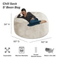 thumbnail image 2 of Chill Sack Bean Bag Chair, Faux Rabbit Fur with Memory Foam Fill, 5 ft, Cream, 2 of 3