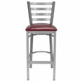 thumbnail image 2 of Ladder Back Bar Stool with Silver Frame and Burgundy Vinyl Seat by Chivari, 2 of 13