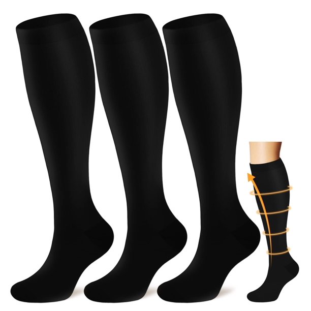 3 Pairs Compression Socks for Women & Men Circulation 1528 mmHg