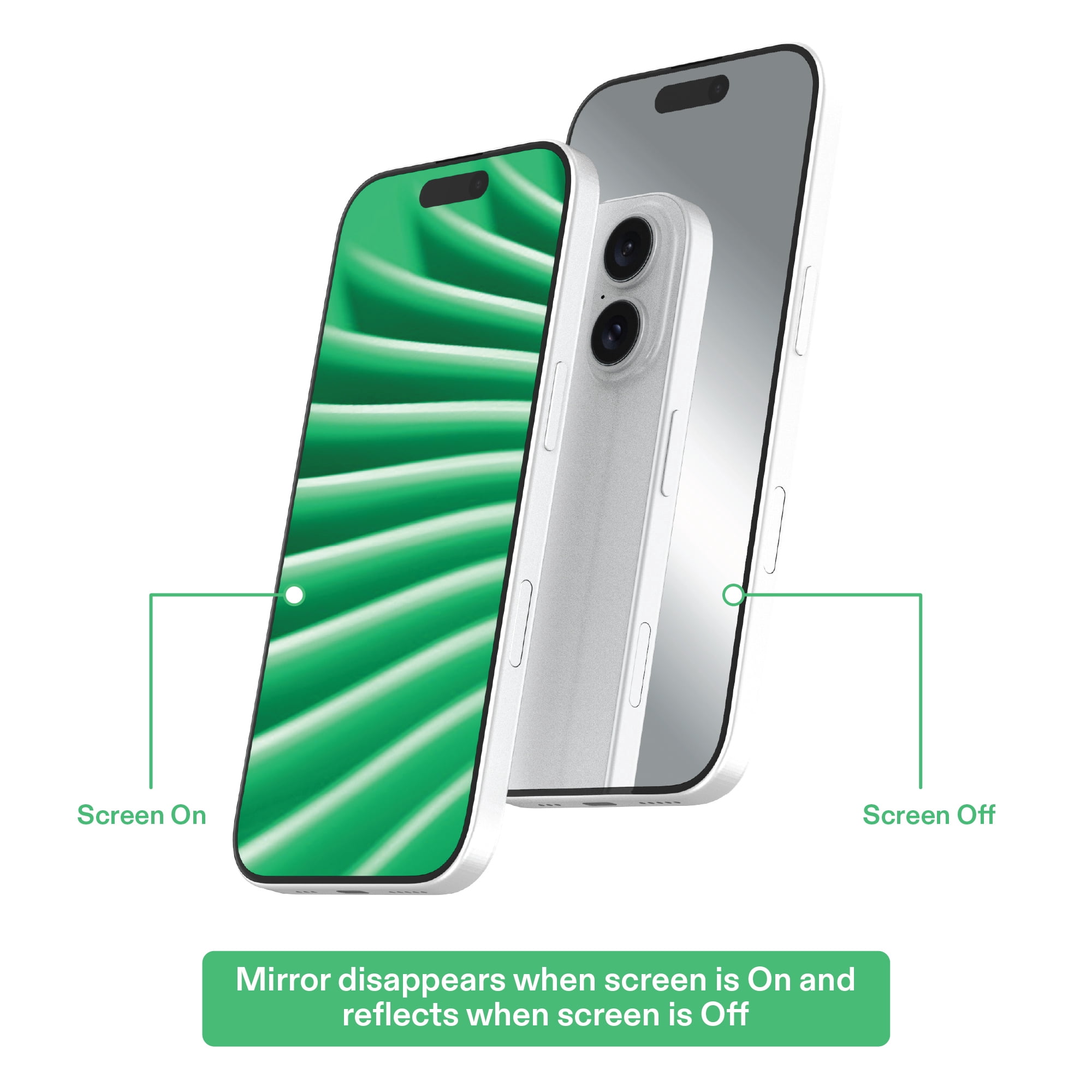 onn Mirror Glass Screen Protector with Easy Application Tray for iPhone 17 - Mirror Finish