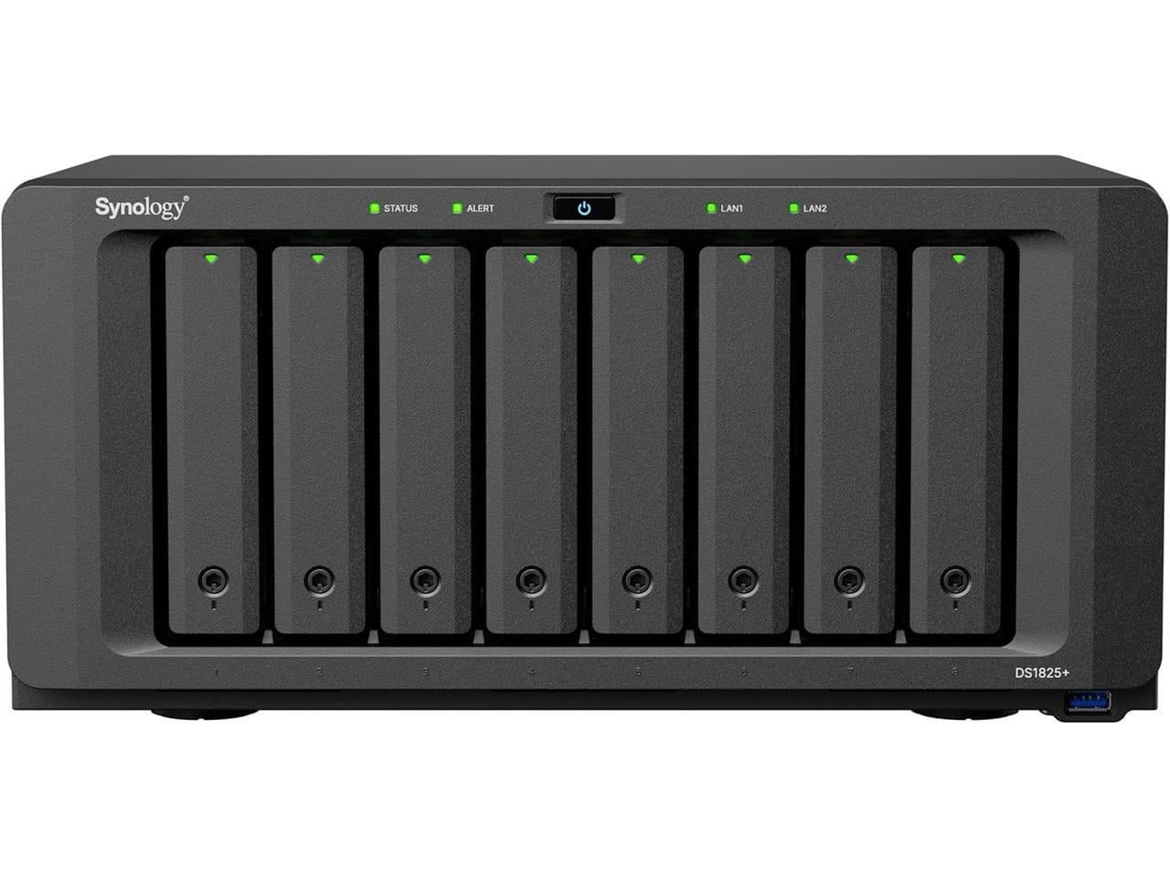 Synology DiskStation DS1825+ SAN/NAS Storage System - 1 x AMD Ryzen V1500B Quad-core (4 Core) 2.20 GHz - 8 x HDD Supported - 0 x HDD Installed - 8 x SSD Supported - 0 x SSD Installed - 8 GB RAM DDR...
