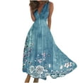 thumbnail image 1 of RKSTN Robes d'Invitée de Mariage pour Femmes Mode Décontractée Amples Grande Taille Évasées Robes d'Été Décontractées Bohèmes à Imprimé Floral Sans Manches à Col en V Poitrine Enveloppée Robes de Cocktail, 1 of 5