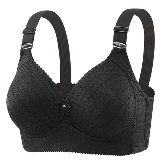 SRZYMJ Sports Bra for Women Ladies Jacquard Breathable Comfortable Wireless Thin Cup Back Closure Non Side Adjustable Support Bra