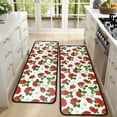 thumbnail image 4 of Kitchen Rugs Sets Of 2,Red Strawberry Plants Fruit Flower White Pattern Anti Fatigue Kitchen Mat Rugs Non Slip Washable,Decorative Kitchen Floor Mats for Kitchen,Sink,Laundry,17"x47"+17"x47", 4 of 5