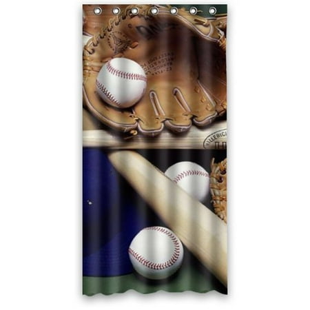 Artjia Baseball Life Photo Of Glove Bat And Artjia Baseball Life Photo Of Glove Bat And Shower Curtain Waterproof Polyester Fabric Bathroom 36x72 Inch